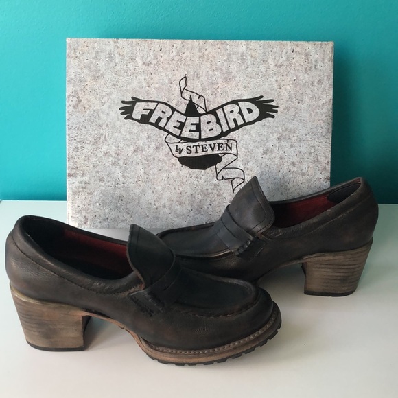 Freebird by Steven Bristol Black Distressed Leather Loafer Shoes. NWT. - Picture 8 of 11